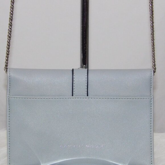 Danielle Nicole Envelope Crossbody Bag Grey Faux Leather Chain Strap Studded - Picture 6 of 10